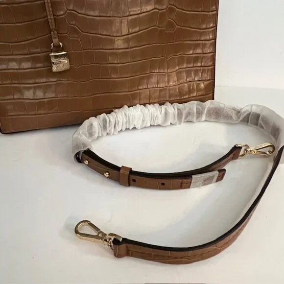 Michael Kors Croc Embossed Leather Adjustable Handbag Crossbody - Picture 10 of 16